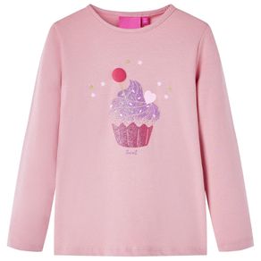Image of Maglietta per bambine a maniche lunghe stampa gelato rosa chiaro 104 14055 - Maglietta per Bambine a Maniche Lunghe Stampa Gelato Rosa Chiaro 104 14055