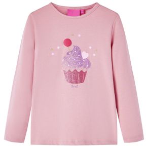 Image of Maglietta per bambine a maniche lunghe stampa gelato rosa chiaro 116 14056 - Maglietta per Bambine a Maniche Lunghe Stampa Gelato Rosa Chiaro 116 14056