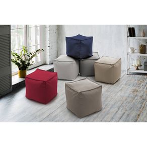 Image of Pouf Annalaura, Pouf multifunzione, 100% Made in Italy, Poltroncina relax in tessuto imbottito, cm 45x45h45, Rosso