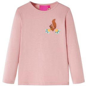 Image of Maglietta da bambina a maniche lunghe con scoiattolo rosa chiaro 116 13511 - Maglietta da Bambina a Maniche Lunghe con Scoiattolo Rosa Chiaro 116 13511