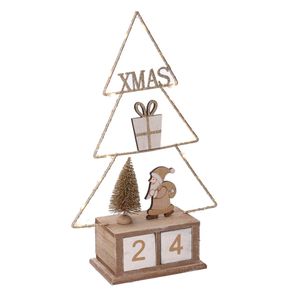 Image of Calendario legno albero oro con led cm 18x7,5xh31