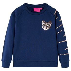 Image of Felpa per bambini con paillettes gatto blu marino 128 14097 - Felpa per Bambini con Paillettes Gatto Blu Marino 128 14097