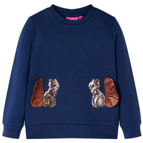 Image of Felpa per bambini scoiattoli con paillettes blu marino 128 14162 - Felpa per Bambini Scoiattoli con Paillettes Blu Marino 128 14162