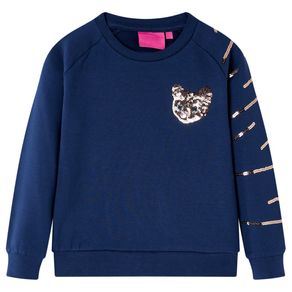 Image of Felpa per bambini con paillettes gatto blu marino 116 14096 - Felpa per Bambini con Paillettes Gatto Blu Marino 116 14096