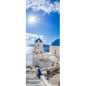 Image of Adesivo per porta mar egeo 83 x 210 cm in vinile biancoblu - adesivo per porta Mar Egeo 83 x 210 cm in vinile bianco/blu