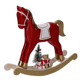 Image of Cavallo a dondolo legno oro e rosso cm225x6h22