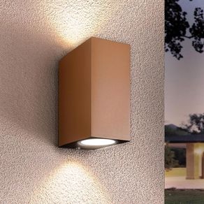 Image of Applique LED GU10 lampada doppia emissione luce parete giardino IP65 lampada bidirezionale marrone RETTANGOLARE CORTEN