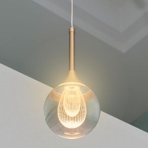 Image of Lampadario moderno Led 5W sfera globo lampada dorata sospensione decorativa pendente luce cucina camera letto 230V 6000K