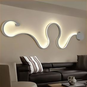 Image of Applique moderno led 28w bianco lampada curva snake luce parete muro soggiorno camera letto 230v luce 6500k - Applique moderno LED 28W bianco lampada curva snake luce parete muro soggiorno camera letto 230V LUCE 6500K