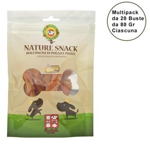 Image of Nature snack per cani ferribiella bocconcini di pollo e patate confezione da 20 buste da 80 gr