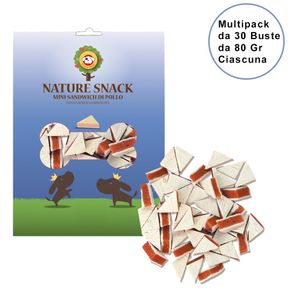 Image of Nature snack per cani ferribiella mini sandwich di pollo confezione da 30 buste da 80 gr