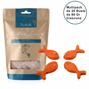 Image of Nature snack per cani ferribiella pesciolini al salmone confezione da 20 buste da 80 gr
