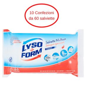 Image of Lyso form salviette igienizzanti detergenti multiuso 10 confezioni da 30x2 salviette