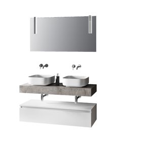 Image of Composizione doppio lavabo 7 pezzi astra cmentobianco - Composizione doppio lavabo 7 pezzi ASTRA cmento/bianco