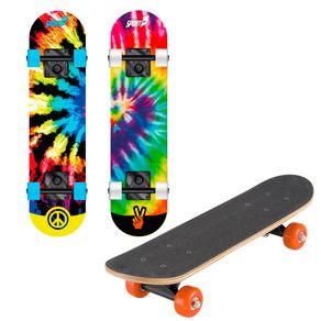 Image of Skateboard con tavola 80 cm in legno concava hippy multicolore - Skateboard con Tavola 80 cm in Legno Concava Hippy Multicolore