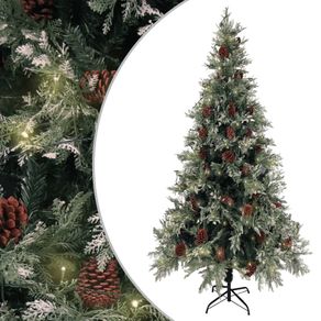 Image of Albero di Natale con LED e Pigne Verde e Bianco 225 cm PVC e PE cod mxl 17955