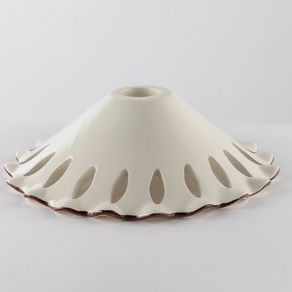 Image of Diffusore in ceramica smerlata diam30 cm bianco filo marrone serie sorrento - Diffusore in Ceramica Smerlata diam.30 cm Bianco Filo Marrone Serie Sorrento