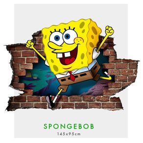 Image of Spongebob adesivi murali parete 3d wall sticker cameretta bimbi 150x100 cm - SPONGEBOB - Adesivi murali parete 3D wall sticker cameretta bimbi 150x100 cm