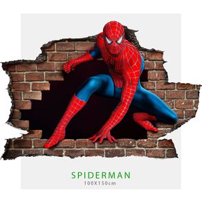 Image of Adesivo per pareti effetto 3d spiderman luomo ragno wall stickers 150x100 cm - Adesivo per pareti - effetto 3D Spiderman - l'uomo ragno wall stickers 150x100 cm