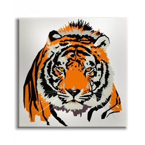 Image of Tigre stampa su tela quadro canvas su telaio in legno 80x80 cm - Tigre - Stampa su tela Quadro Canvas su telaio in legno 80x80 cm