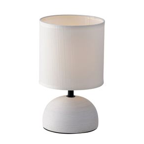 Image of Lampada da tavolo furore in ceramica bianca con paralume in tessuto - Lampada da tavolo FURORE in ceramica bianca con paralume in tessuto