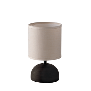 Image of Lampada da tavolo furore in ceramica marrone con paralume in tessuto - Lampada da tavolo FURORE in ceramica marrone con paralume in tessuto