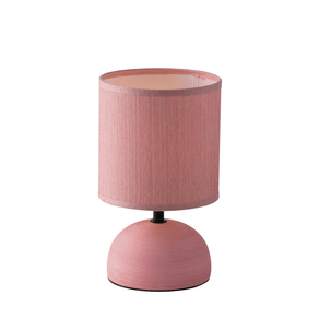 Image of Lampada da tavolo furore in ceramica rosa con paralume in tessuto - Lampada da tavolo FURORE in ceramica rosa con paralume in tessuto