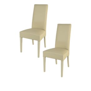 Image of Set 2 sedie Luisa Tommychairs in faggio color sabbia, seduta e schienale rivestiti in pelle artificiale sabbia