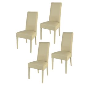 Image of Set 4 sedie Luisa Tommychairs in faggio color sabbia, seduta e schienale rivestiti in pelle artificiale sabbia
